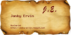 Janky Ervin névjegykártya