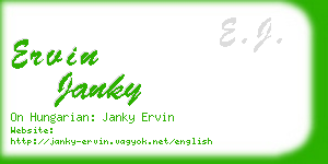 ervin janky business card